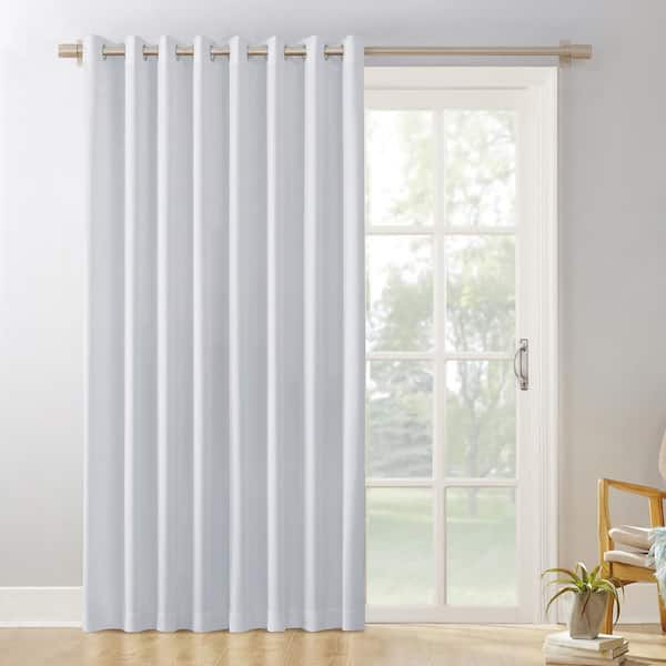 Sun Zero Gavin Dove White Polyester 100 in. W x 84 in. L Grommet Sliding Patio Door Blackout Curtain (Single Panel)