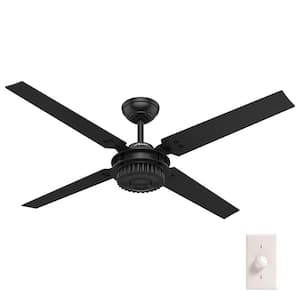 Chronicle 54 in. Indoor/Outdoor Matte Black Ceiling Fan with wall control For Patios or Bedrooms