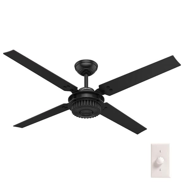 Hunter Chronicle 54 in. Indoor/Outdoor Matte Black Ceiling Fan with wall control For Patios or Bedrooms