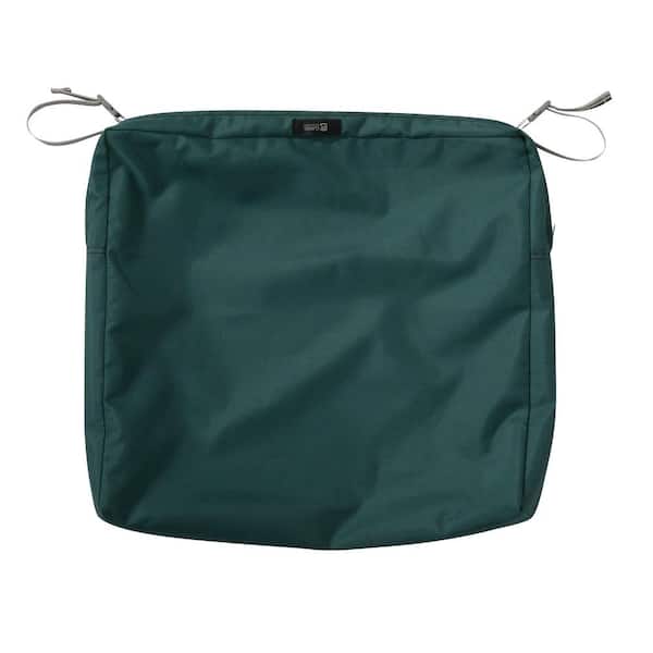 Classic Accessories Ravenna 21 in. W x 19 in. D x 3 in. H Rectangular Patio Seat Cushion Slip Cover in Mallard Green