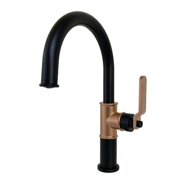 Whitaker Single Hole Single-Handle Bathroom Faucet in Matte Black/Rose Gold