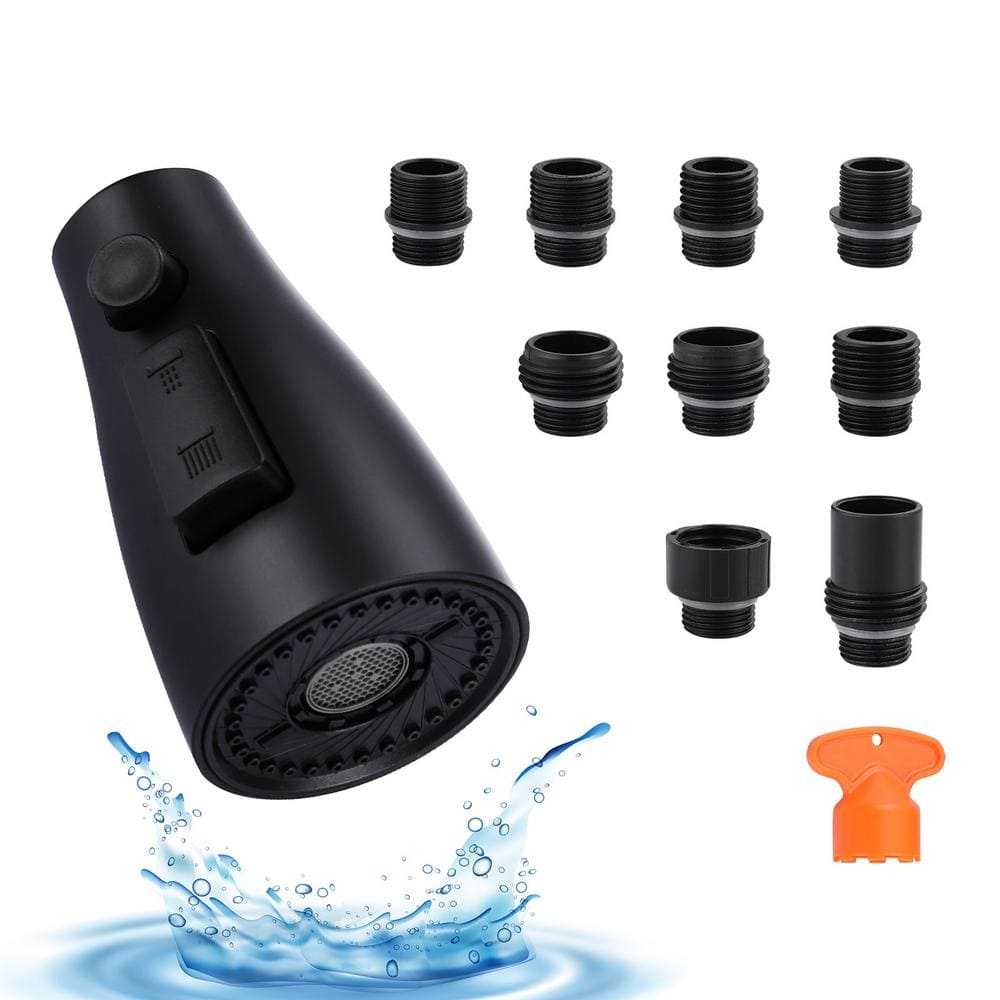 Matte Black ABS 3-Function Pull Down Kitchen Faucet Sprayer with Adapter Kit