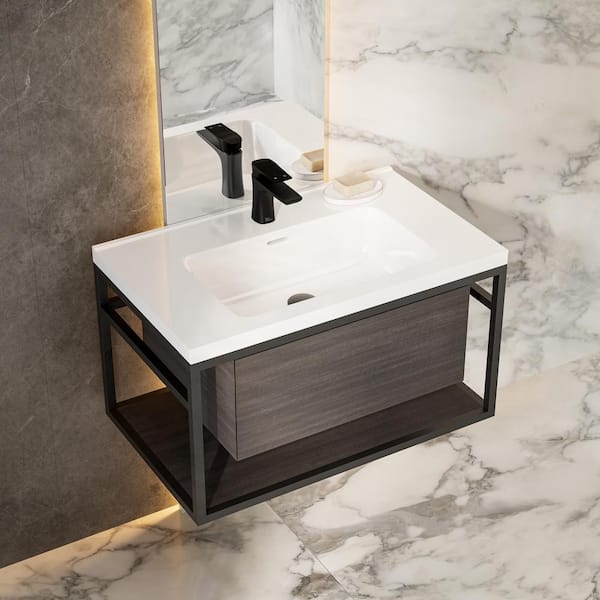 Swiss Madison Claire 30 in. W x 24.4 in. D x 5.11 in. H Wall-Hung Bathroom Sink Vanity in Black