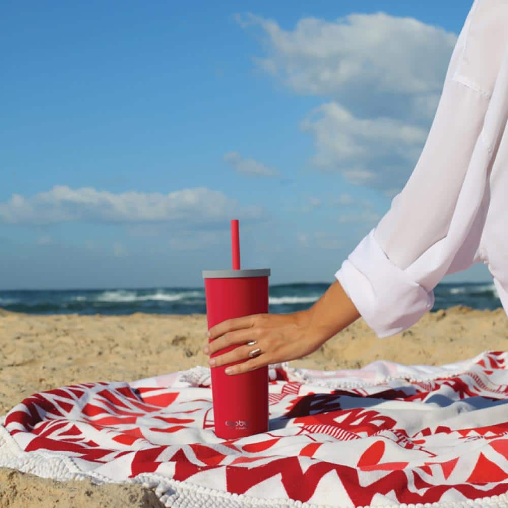 Red Stainless Steel Insulated Travel Tumbler with Dual Lid