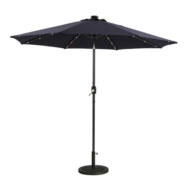Unbranded 9 ft. Market Patio Umbrella in Dark Blue with LED Middle