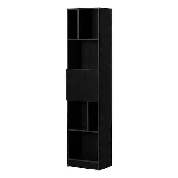 South Shore Olea Black Oak 71.5 in. Accent Cabinet Office Storage Cabinet 7-Shelf Bookcase