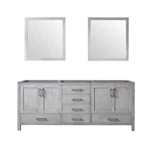 Jacques 80 in. W x 22 in. D Distressed Grey Double Bath Vanity without Top and 30 in. Mirrors