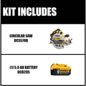20V MAX XR Cordless Brushless 7-1/4 in. Circular Saw and (1) 20V MAX XR Premium Lithium-Ion 5.0Ah Battery
