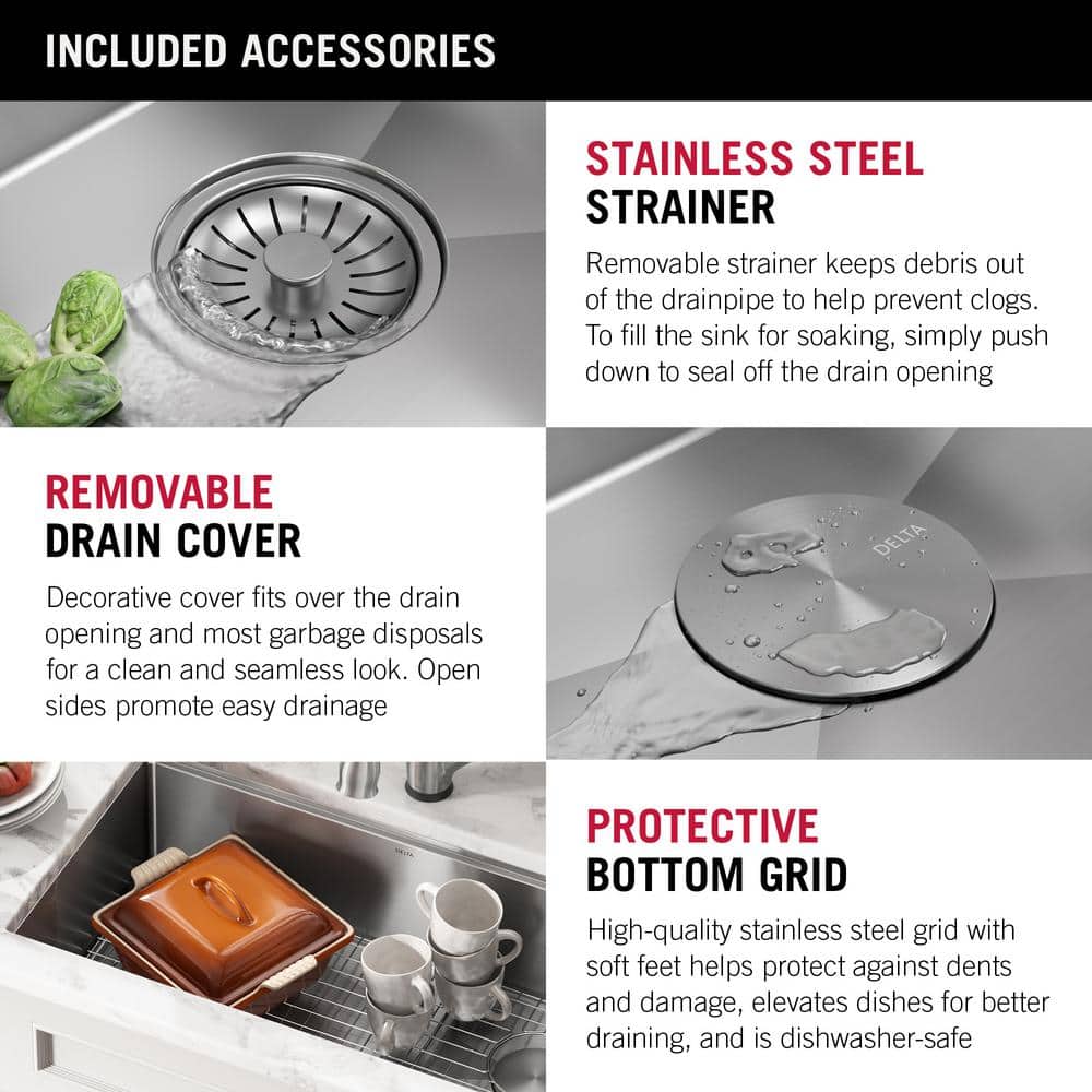 32" Stainless Steel Single Bowl Drop-in Kitchen Sink with Drainboard