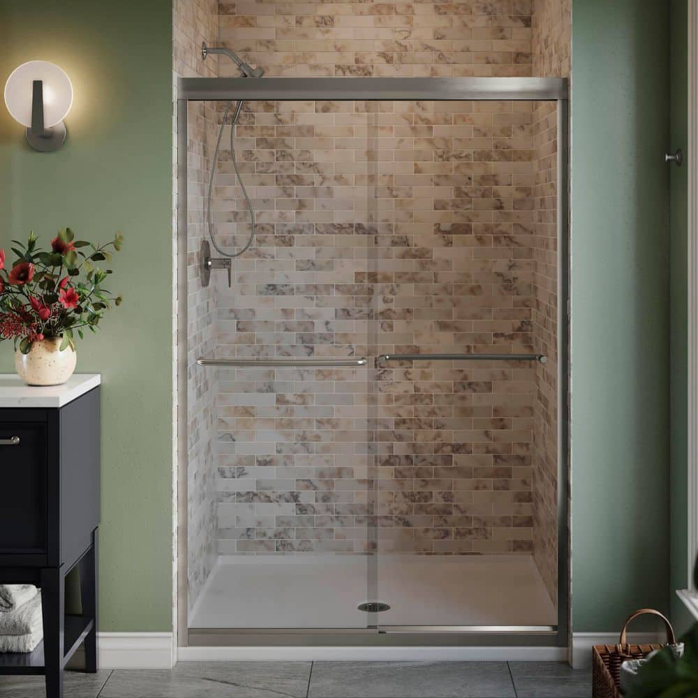 Lively 45-48 in. W x 70 in. H Frameless Sliding Shower Door in Brushed Nickel with 1/4 Thick Crystal Clear Glass price history on PriceWatchPro