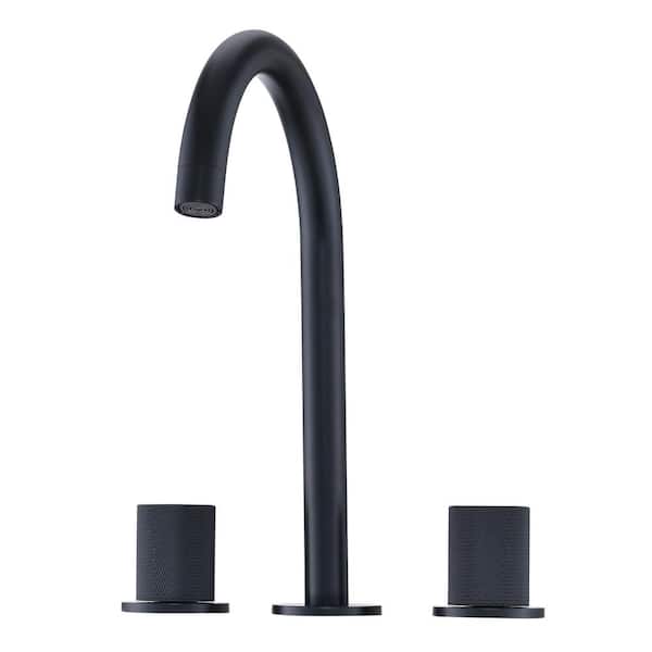 PROOX 8 in. Widespread Double Handle Bathroom Faucet in Matte Black