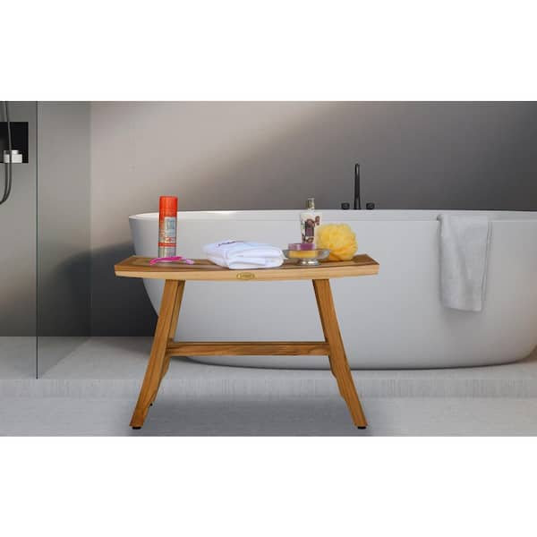 EcoDecors 17 Inch Satori Teak Shower Bench Teakwood Shower Bench Inside  Shower Bathroom Wood Stool & Reviews