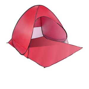 2-Person Pop Up Beach Tent Sun Shade Shelter Anti-UV Automatic Waterproof, Red