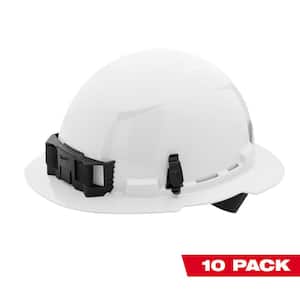 BOLT White Type 1 Class E Full Brim Non-Vented Hard Hat with 4 Point Ratcheting Suspension (10-Pack)