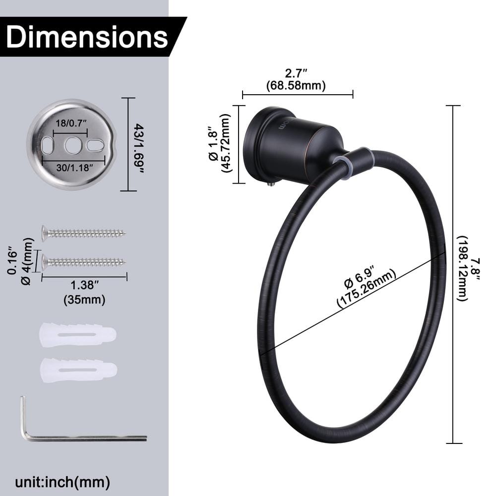 Oil Rubbed Bronze 3-Piece Metal Bathroom Hardware Set