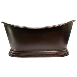 Celaya 66 in. Copper Double Slipper Flatbottom Non-Whirlpool Bathtub in Mexican Finish