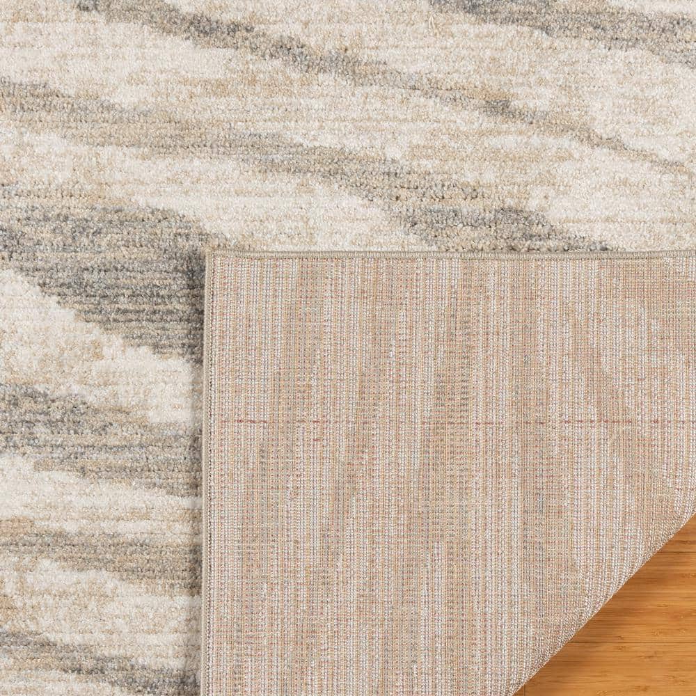 Gray and Cream Zebra Striped Synthetic Area Rug 5' x 7'