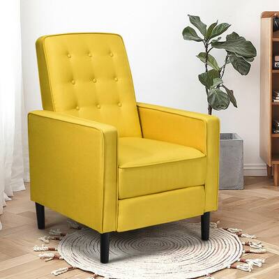 27.5 in. W Yellow Mid-Century Push Back Recliner Chair Fabric Tufted Single Sofa Footrest