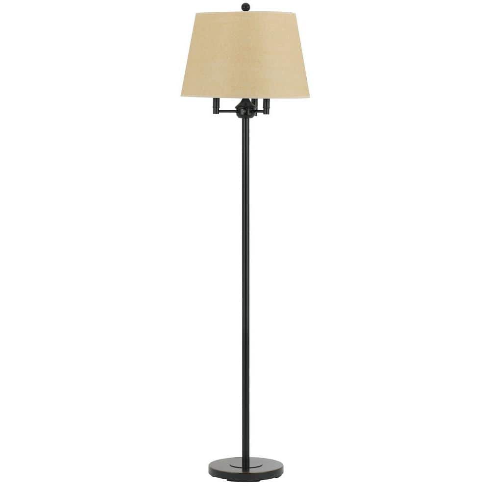 Andros Dark Bronze Adjustable Floor Lamp with Beige Shade