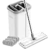 Red and White Microfiber Flat Mop and Bucket System with Broom NY562MS -  The Home Depot