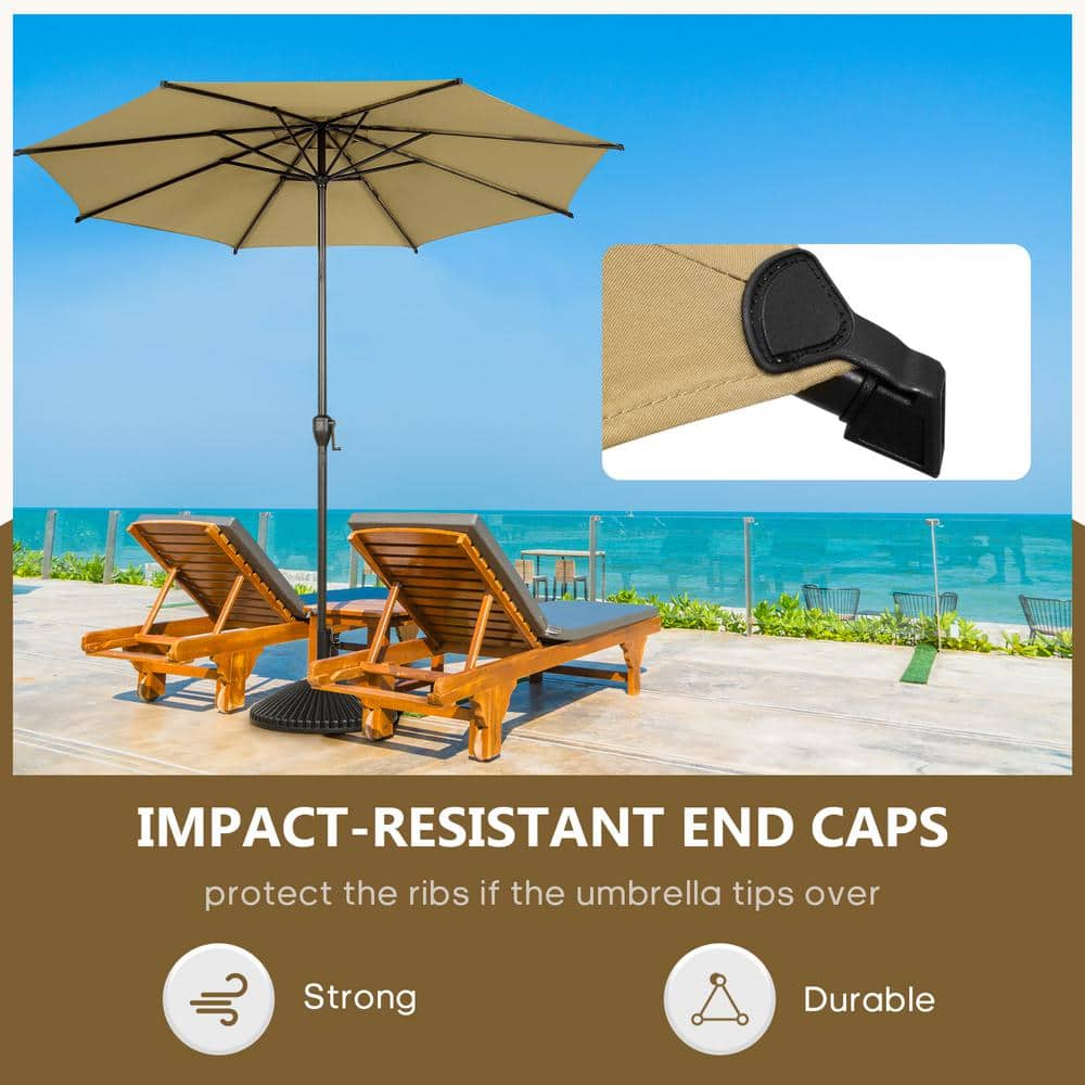 Lyon 9ft Brown Steel Outdoor Patio Umbrella