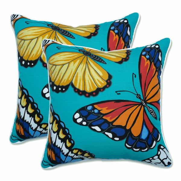 Pillow Perfect Animal Print Blue Square Outdoor Square Throw Pillow 2-Pack