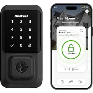 HALO Matte Black Touchscreen WiFi Keypad Electronic Single-Cylinder Smart Lock Deadbolt featuring SmartKey Security
