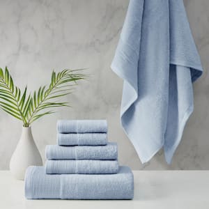 Nuage Blue Cotton Tencel Blend Antimicrobial 6 Piece Towel Set