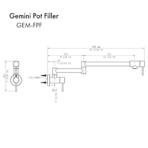 ZLINE Gemini Pot Filler in Polished Gold (GEM-FPF-PG)