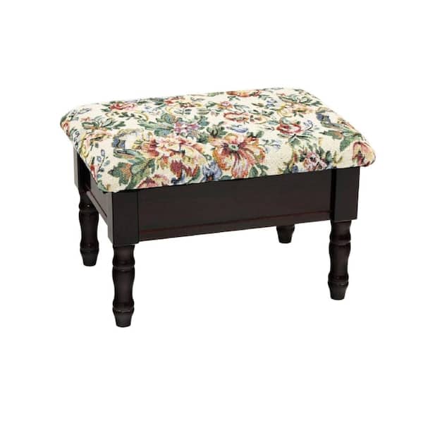 Homecraft Furniture Cream and Cherry Accent Foot Stool