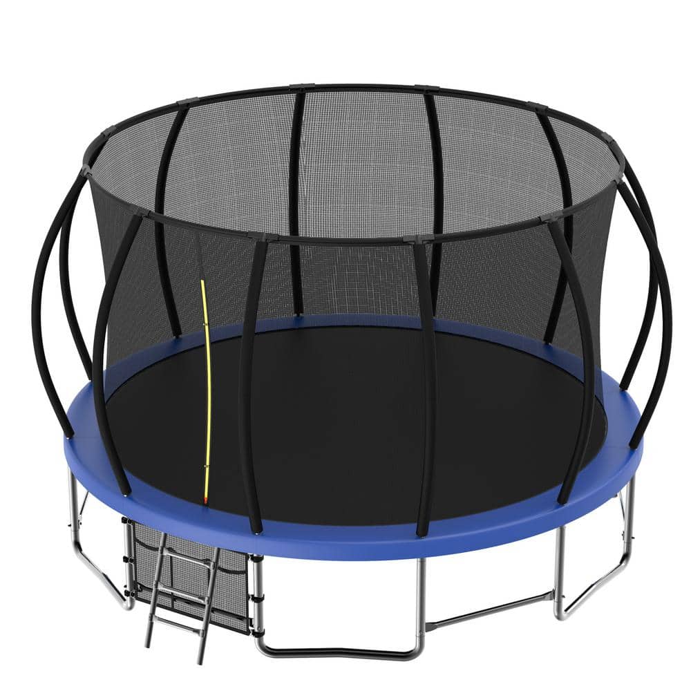 Blue 16 ft. Round Outdoor Trampoline with Enclosure Net