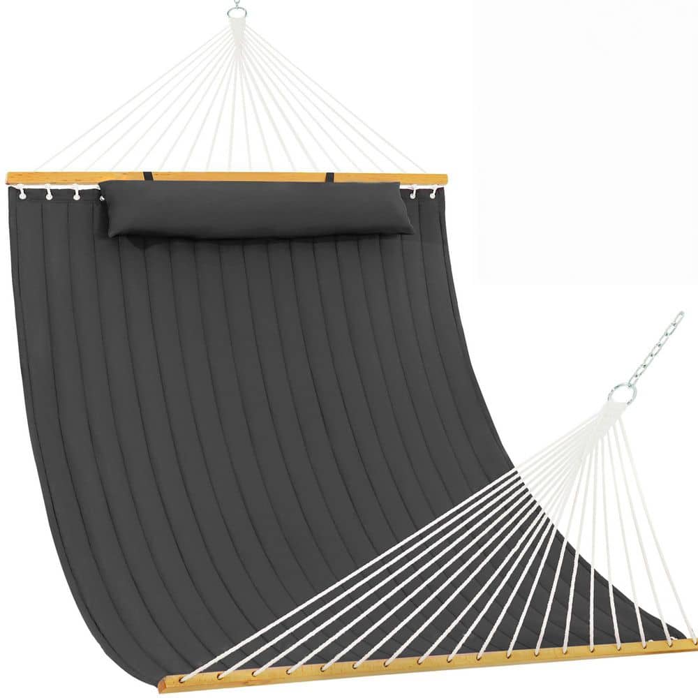 12 ft. Quilted Fabric Hammock 2 Person Hammock for Outdoor Patio Backyard Poolside, 450 lbs. Weight Capacity, Dark Gray price history on PriceWatchPro
