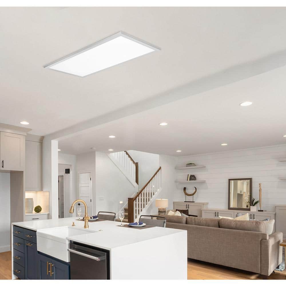Lugano 48" White Glass LED Linear Flush Mount Light