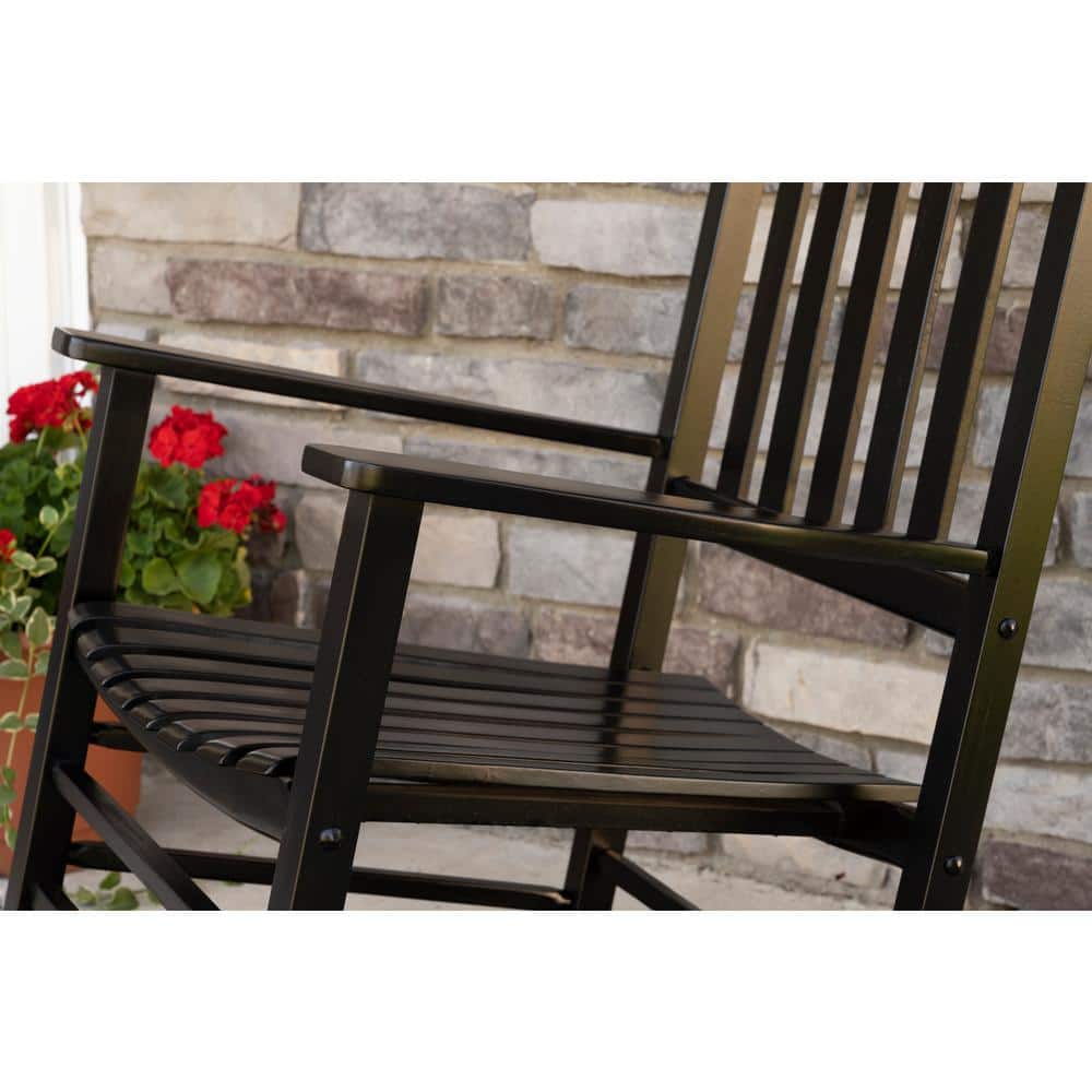 Black Hardwood Mission Style Outdoor Rocking Chair