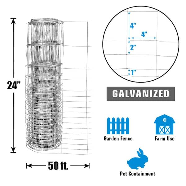 Fencer Wire 5 ft. x 100 ft. 16-Gauge Galvanized Welded Wire Fence, 4 in. x  4 in. Big Opening for Vegetables, Garden Fruits & Animals WB16-5X100M44@HD  - The Home Depot