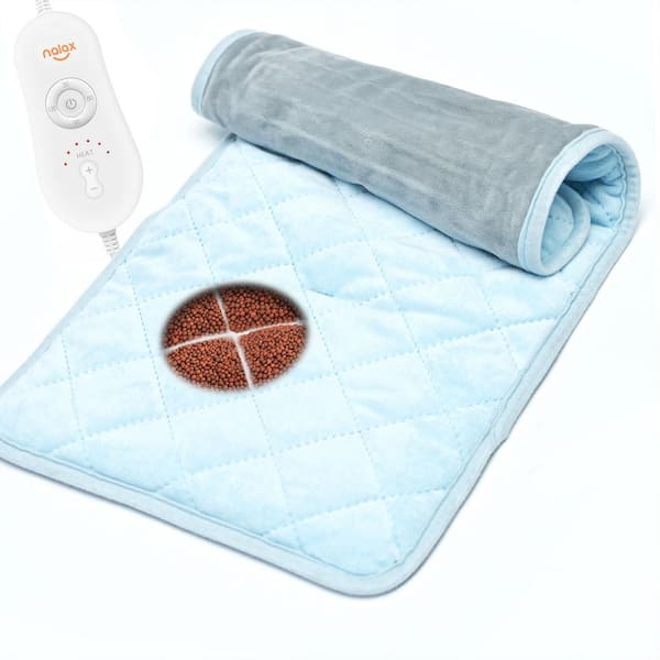 nalax Blue Woven Microfiber Heating Electric Blanket with Tourmaline Beads and Jade Stones