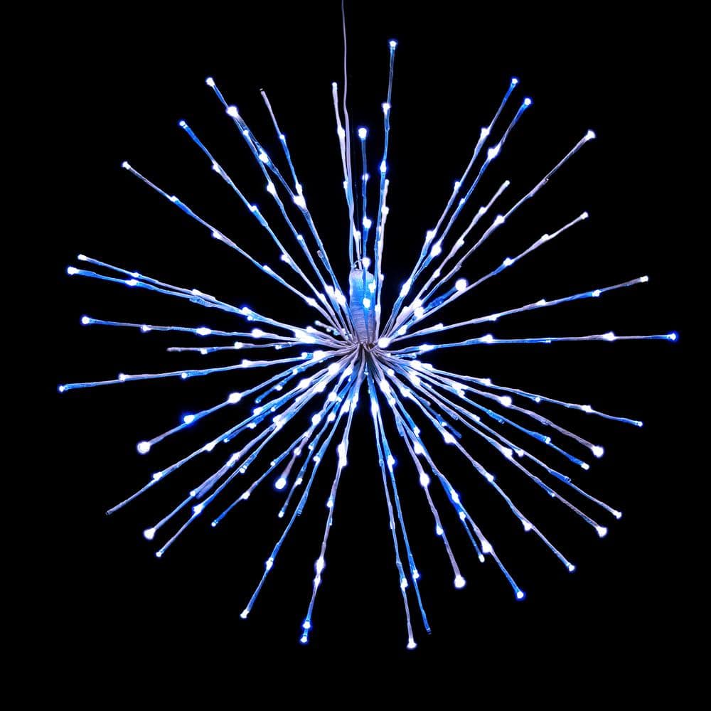 HOLIDYNAMICS HOLIDAY LIGHTING SOLUTIONS 32 in. Pure White/Blue LED Christmas Spritzer 66403 PWBL