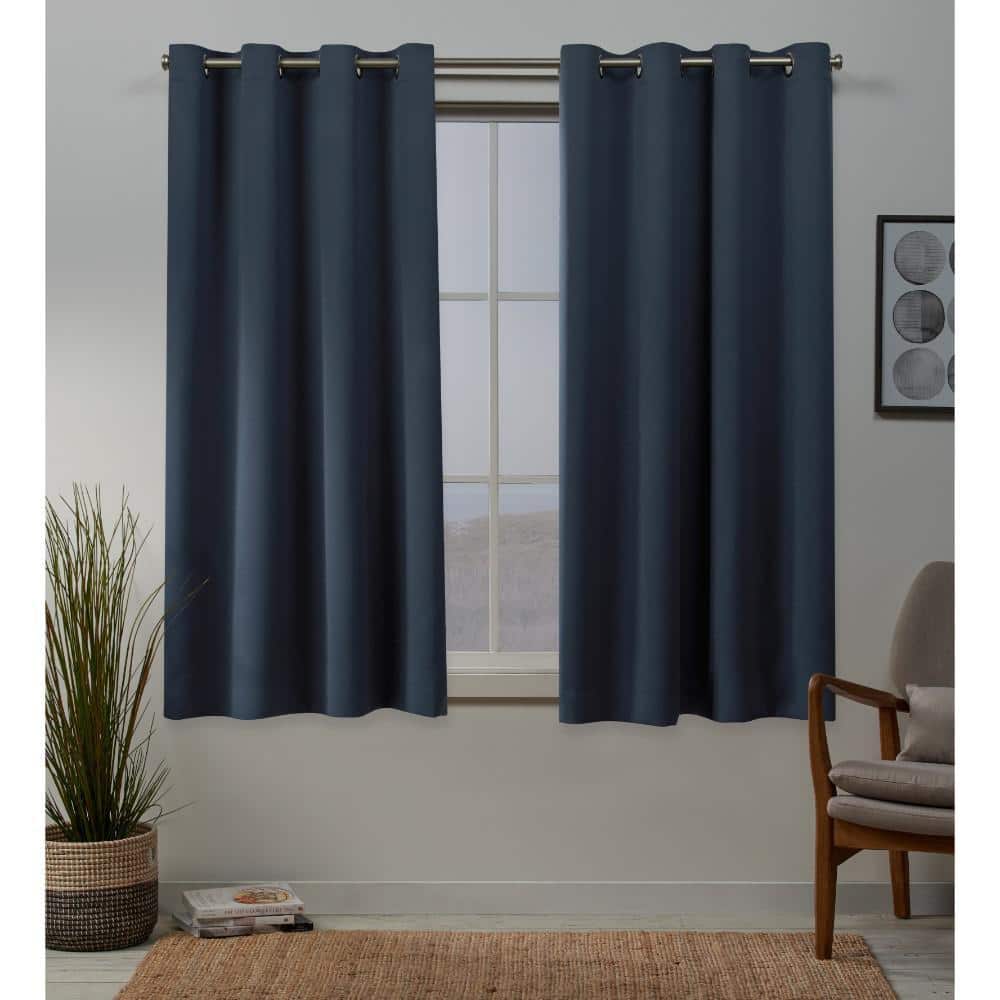 EXCLUSIVE HOME Vintage Indigo Sateen Solid 52 in. W x 63 in. L