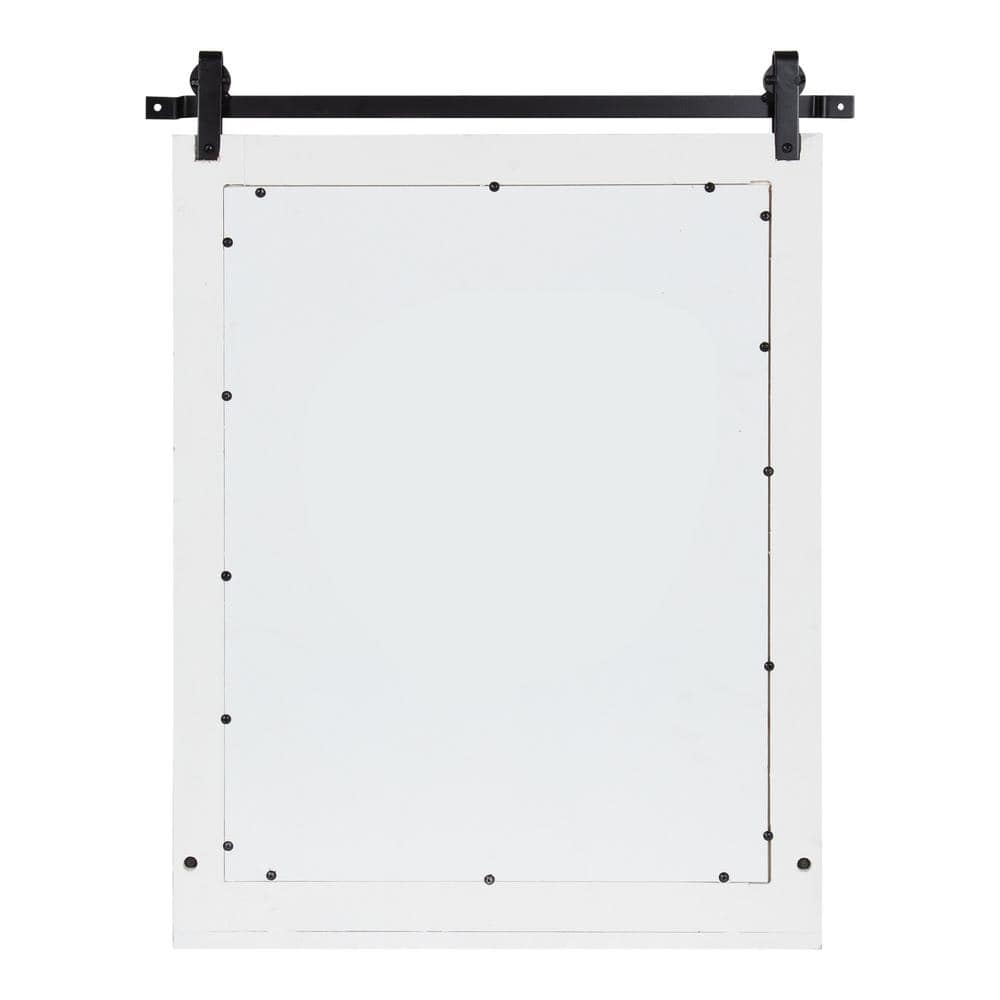 White Rectangular Wood Wall Mirror with Shelf