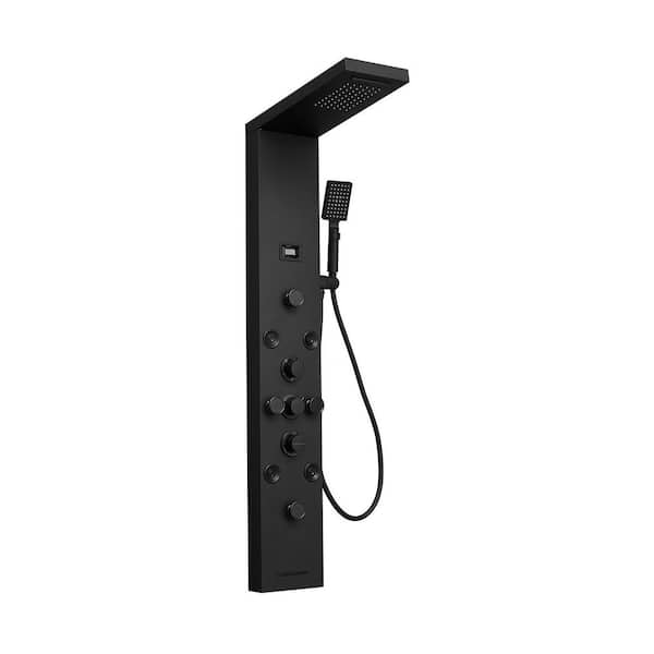 Single Handle 6-Spray Shower Faucet 2.5 Gpm with Adjustable Flow Rate in Matte Black