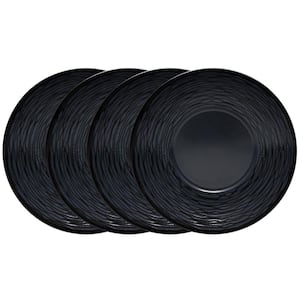 Colorscapes Black-on-Black Swirl 6.5 in. (Black) Porcelain Saucers, (Set of 4)