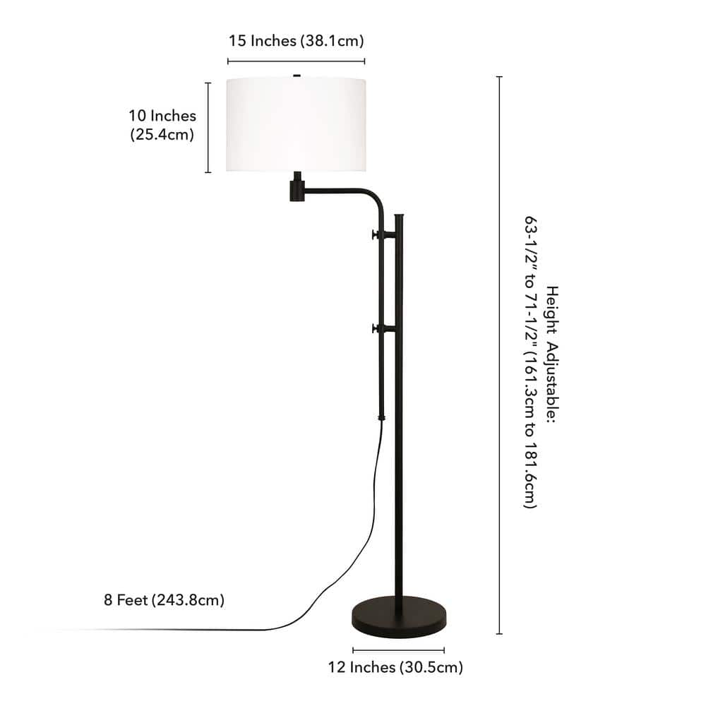 Mid-Century Modern Adjustable Height Blackened Bronze Floor Lamp