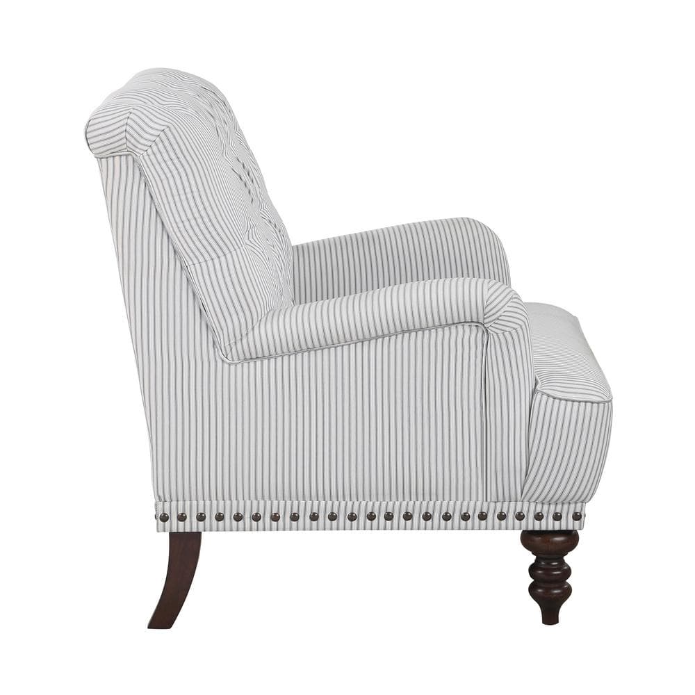 Gray Velvet Wood Accent Chair with Turned Legs