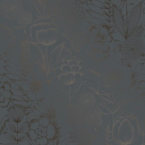 Homestead Floral Blue Vinyl Peel and Stick Wallpaper Sample