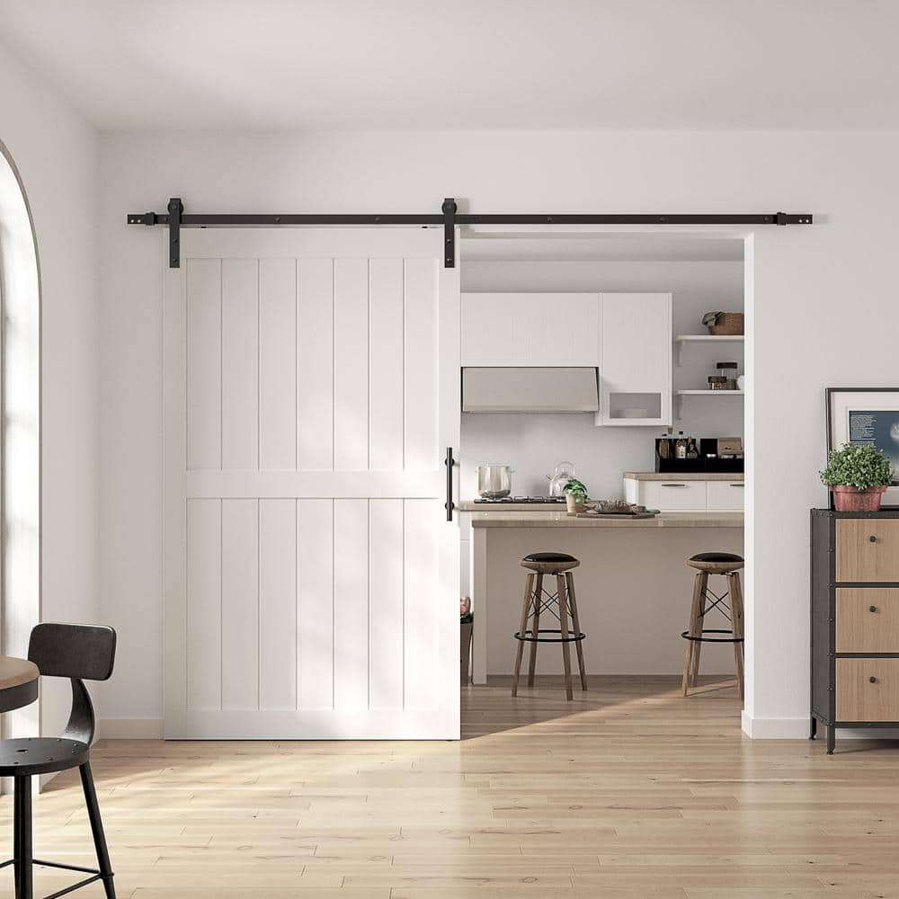 White 48" x 84" MDF Barn Door with Sliding Hardware Kit