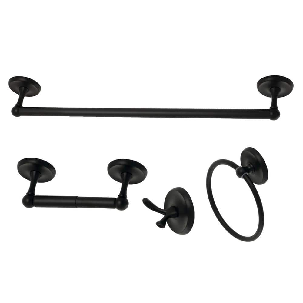 Kingston Brass Traditional 4Piece Bath Hardware Set in Matte Black