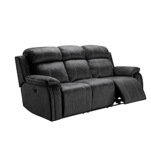Tango 88 in. Polyester Rectangle Dual Recliner Sofa in Shadow