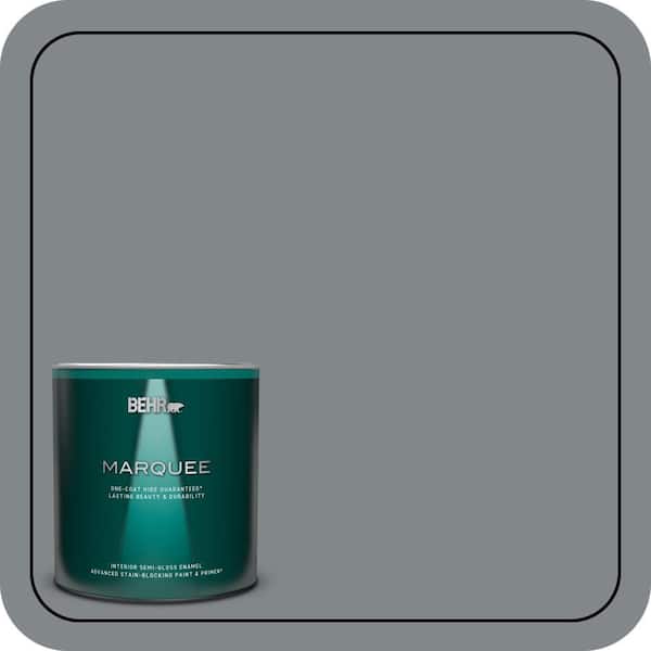 BEHR MARQUEE 1 qt. #N500-5 Magnetic Gray color One-Coat Hide Semi-Gloss Enamel Interior Paint & Primer