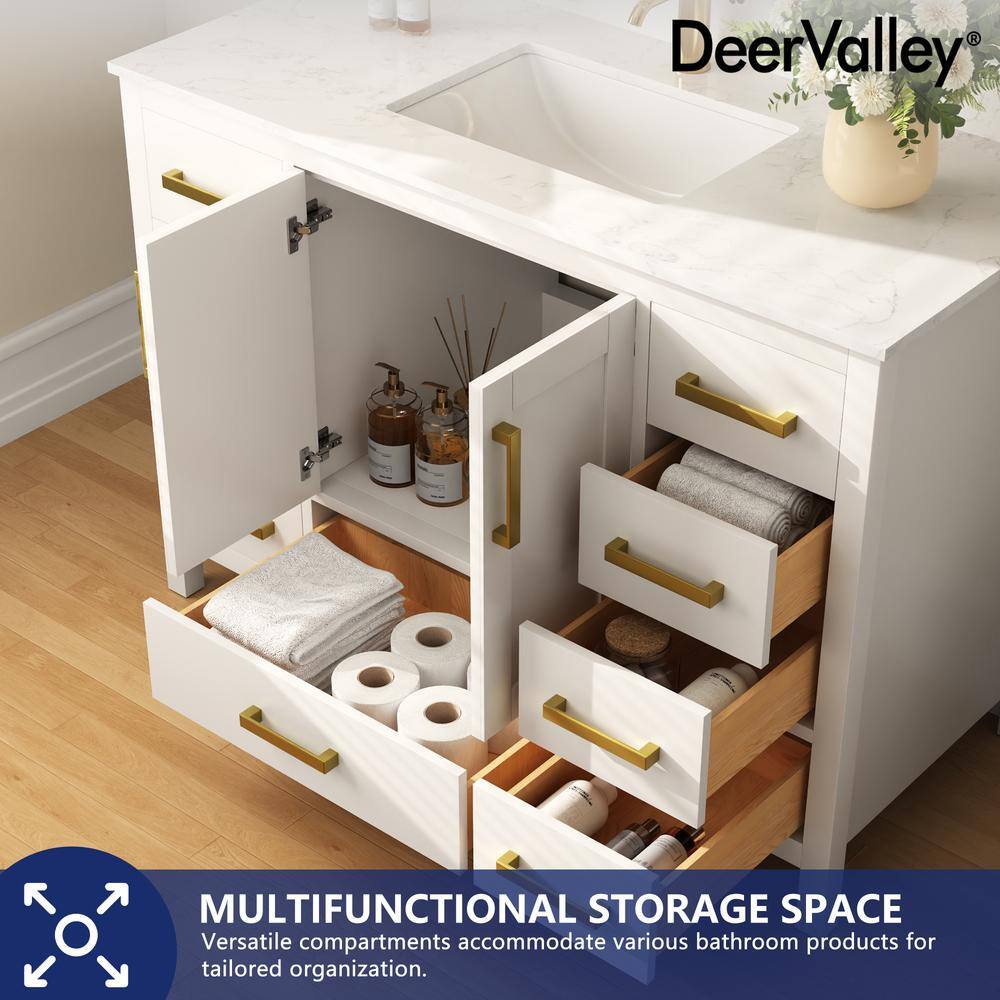 DeerValley White 48" Freestanding Bathroom Vanity with Ceramic Sink