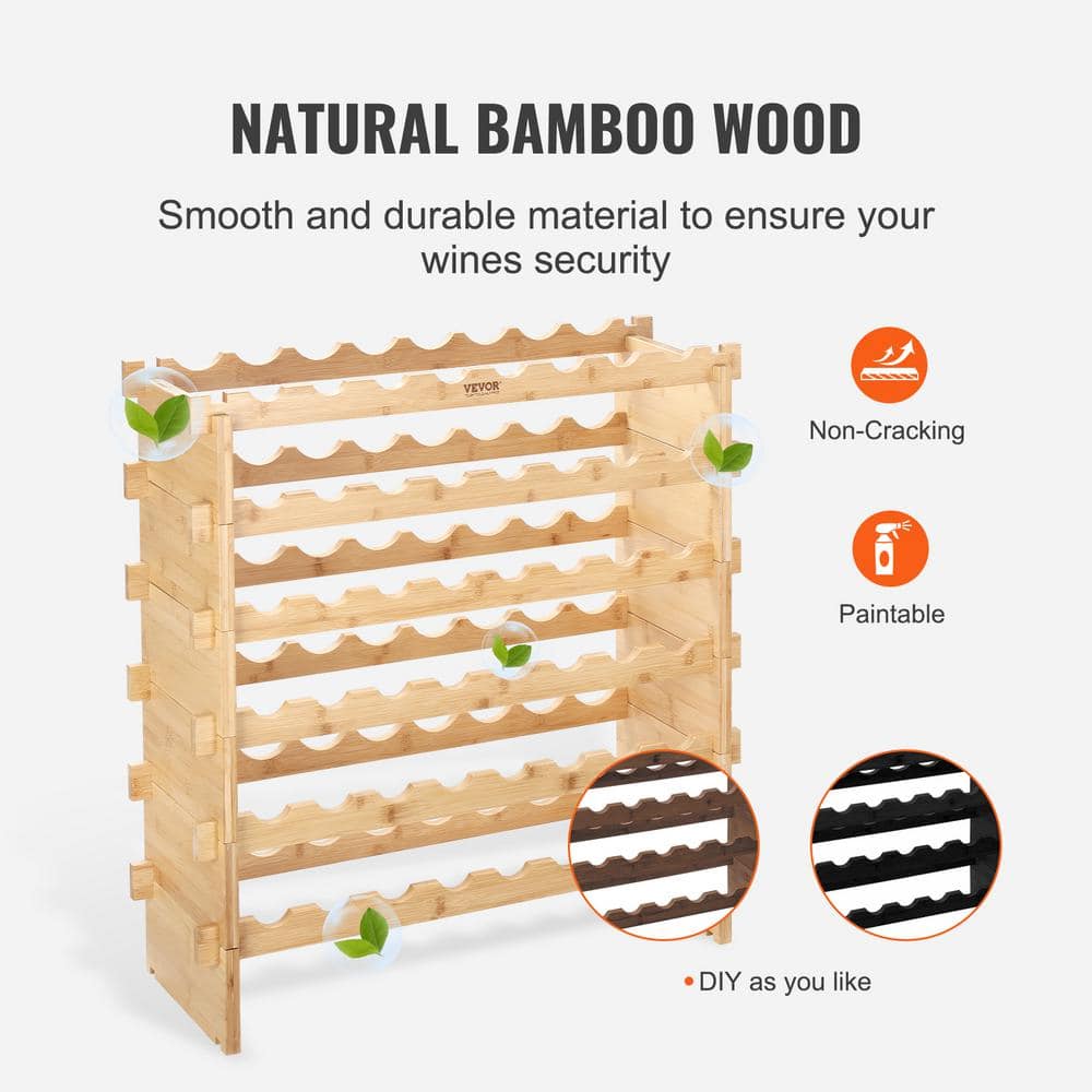 Natural Bamboo 48-Bottle Stackable 6-Tier Wine Rack